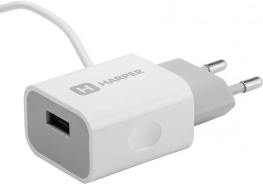 Сетевое зарядное устройство HARPER WCH-5113 WHITE 1xUSB 2.1A + кабель MicroUSB