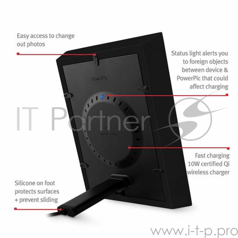 Беспроводное зарядное устройство Twelve South PowerPic для мобильных устройств. Цвет черный.
