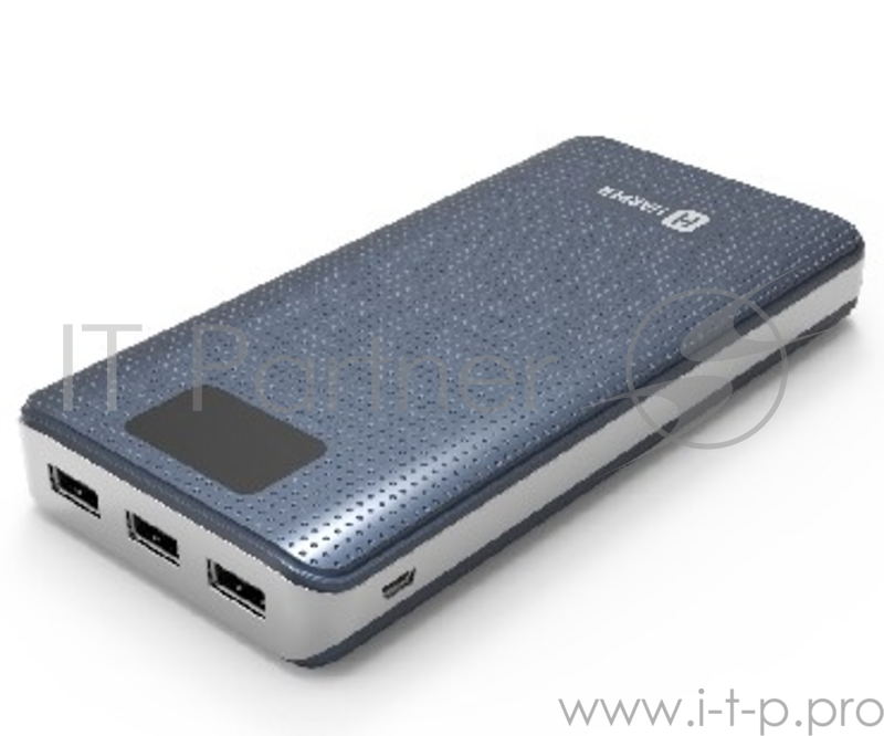HARPER PB-20000 3хUSB 20000MAH серый 20000мАч Литий-полимерная. Время зарядки 12 часов. Количество циклов более 500 Суммарный выход 2.4А. Рабочая температура -20 +40. LED индикатор уровня заряда. Выходы USB 1 5В/1000мА, USB 2 5В/2100мА, USB 3 5В/2100