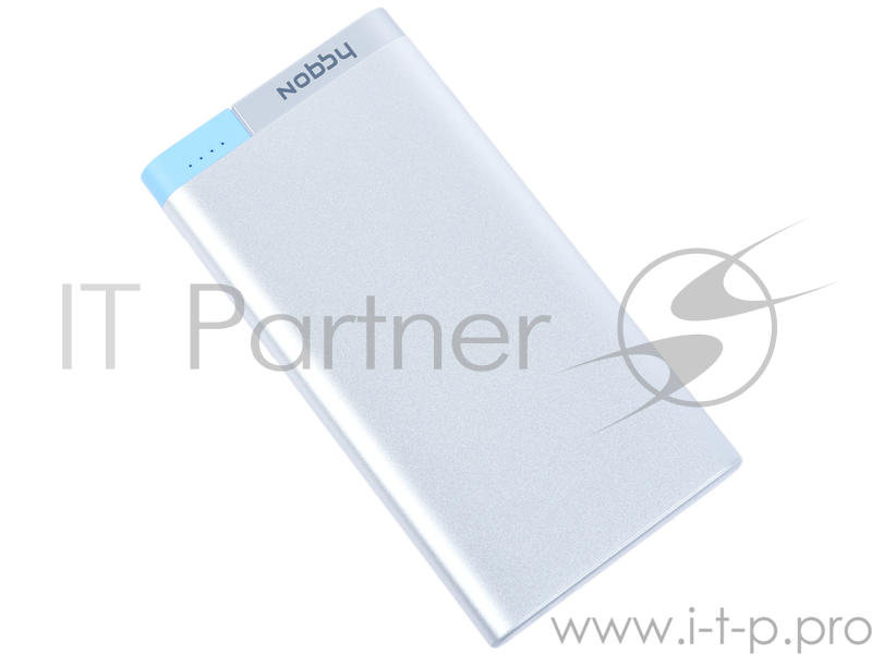 Внешний АКБ Nobby 10000мАч, USB+8-pin, 2A, Li-pol, сереб., Metallic (0306NB-031-001)