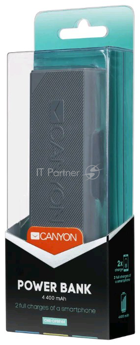 Внешний аккумулятор Canyon CNE-CPBF44DG 4400mAh (Dark Gray). (H2CNECPBF44DG)