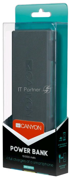 Внешний аккумулятор Canyon CNE-CPBF100DG 10000mAh (Dark Gray). (H2CNECPBF100DG)