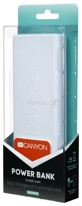 Внешний аккумулятор Canyon CNE-CPBF130W 13000mAh (White). (H2CNECPBF130W)