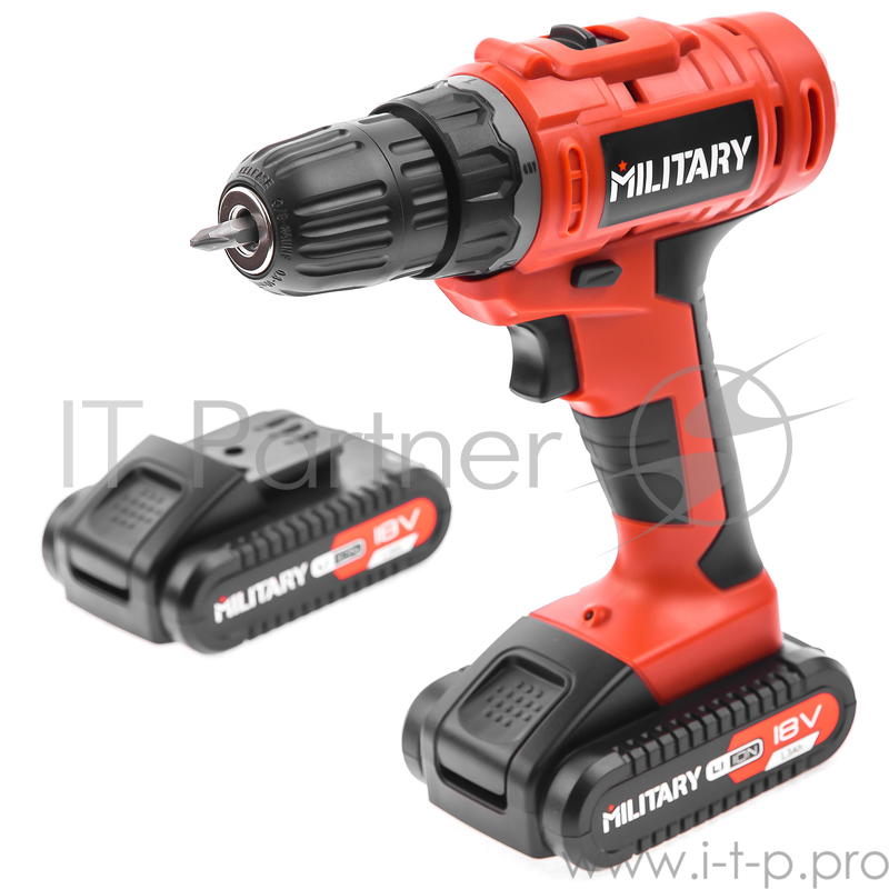 Аккум.дрель MILITARY CD18Li 18В 2х1.3Ач 10мм 0-350/0-1250 об/мин 28Нм в кейсе