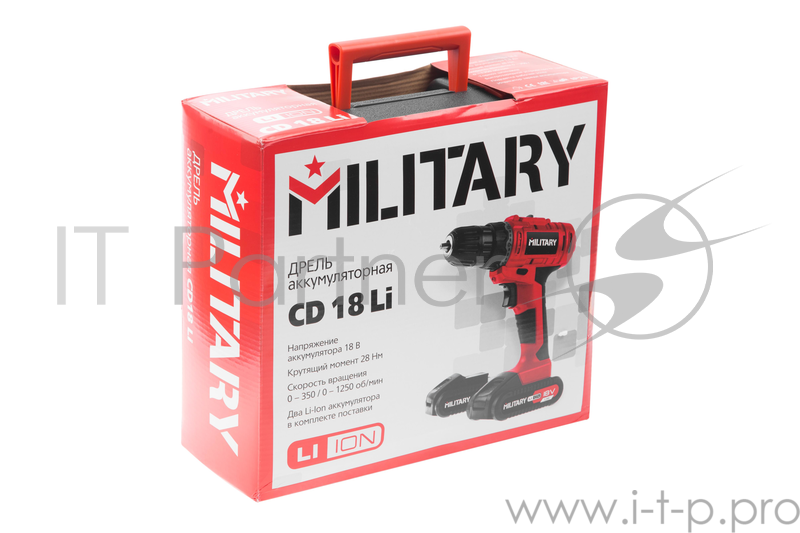 Аккум.дрель MILITARY CD18Li 18В 2х1.3Ач 10мм 0-350/0-1250 об/мин 28Нм в кейсе