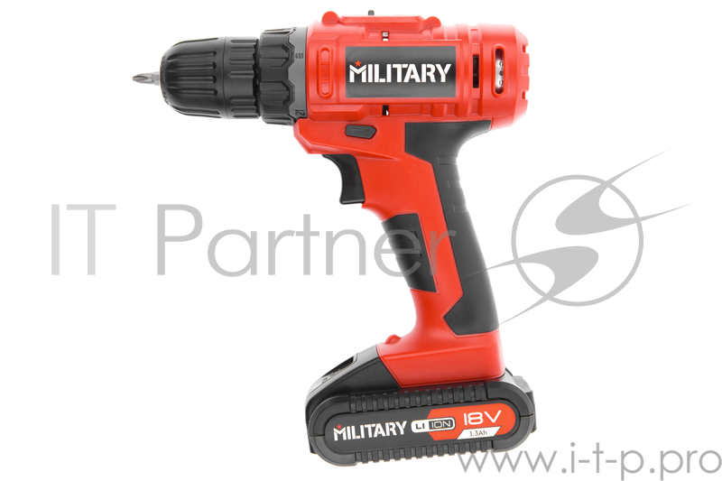 Аккум.дрель MILITARY CD18Li 18В 2х1.3Ач 10мм 0-350/0-1250 об/мин 28Нм в кейсе