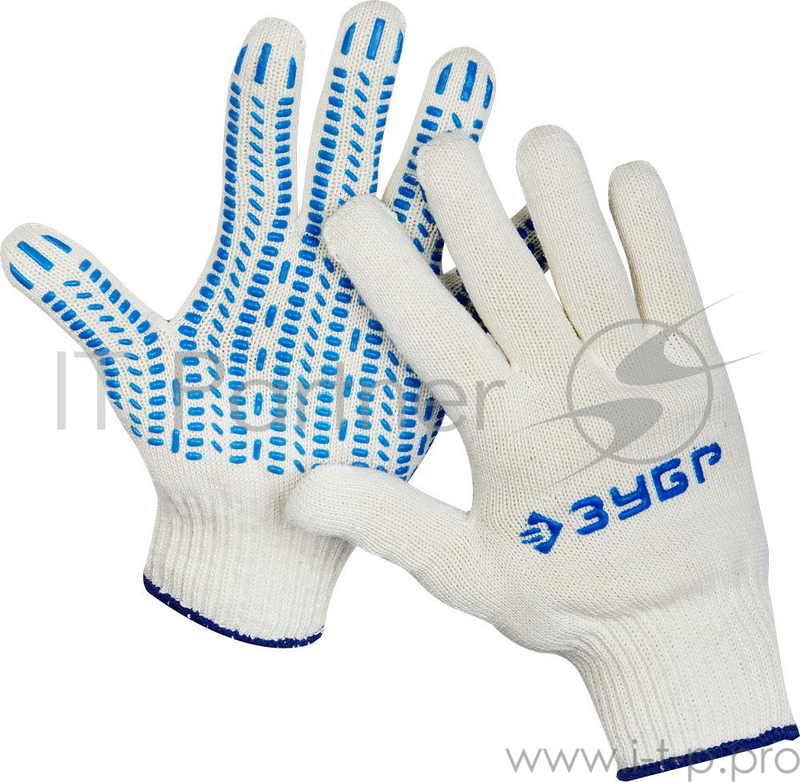 Перчатки Перчатки ЗУБР ЭКСПЕРТ-ПРОТЕКТОР (11390-K10) трикотажные, 10 класс, х/б, с защитой от скольжения, L-XL, 10пар
