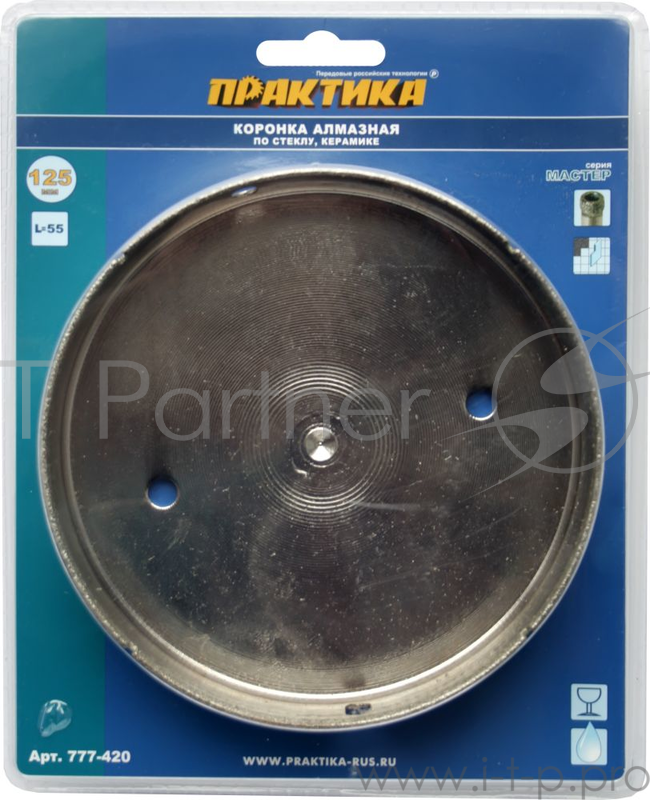 Коронка алм. ПРАКТИКА 777-420 125мм, 1шт., по стеклу и керамике