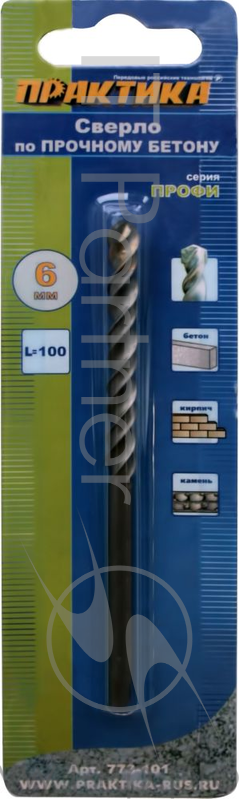 Сверло по бетону ПРАКТИКА 773-101 6х100мм, серия Профи
