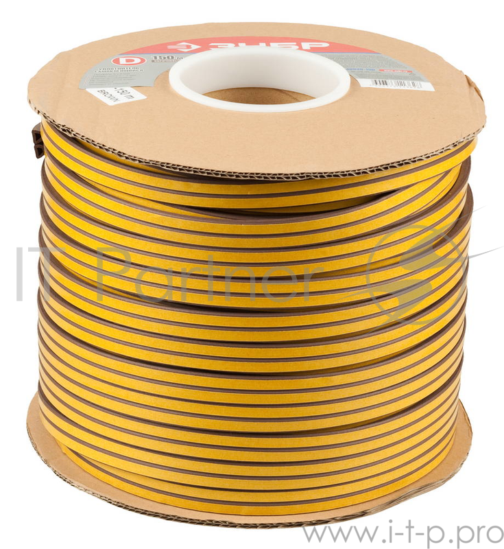 Уплотнитель ЗУБР 40930-150 резиновый самоклеящийся профиль ''d'' коричневый 150м