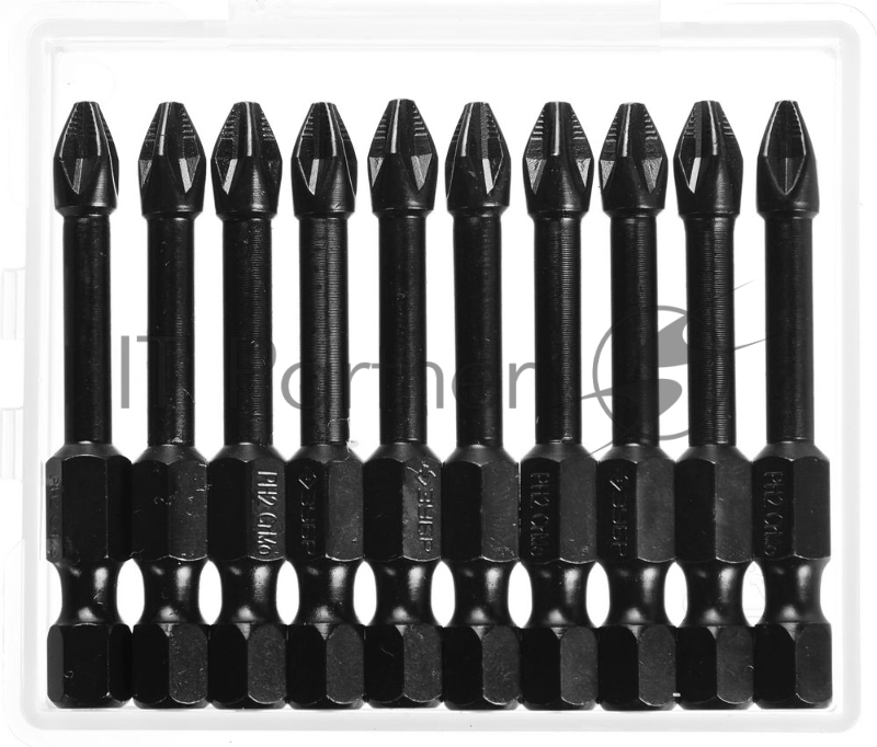 Бита ЗУБР ПРОФИ 26021-2-50-S10 E 1/4'' PH2 50мм 10шт в пластиковом боксе на карт.