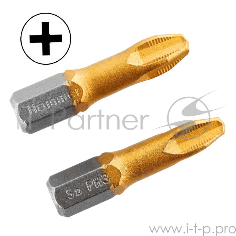 Бита Hammerflex 203-107 PB PH-3 25mm (2pcs) TIN, 2шт.