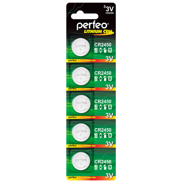 Батарейка Perfeo CR2450/5BL Lithium Cell (5 шт. в уп-ке)