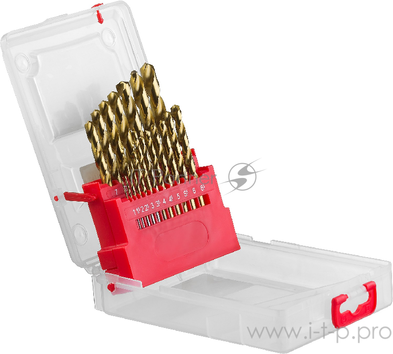 Буры,сверла,долото Набор ЗУБР (29617-H19) Свёрла по метал с покр. нитрид титана, в мет боксе, HSS 1-10мм, 19 шт