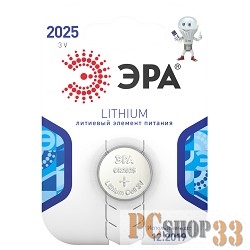 Батарейка ЭРА CR2025-1BL (40/320/28160)