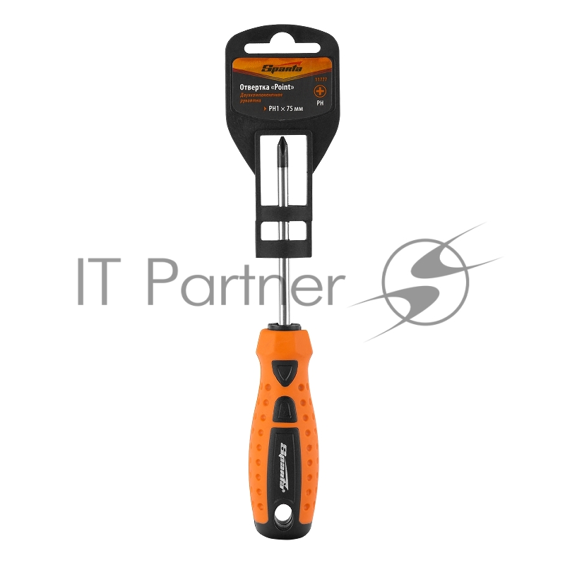 Отвертка SPARTA 11777 point ph1х75мм crv 2-х компонентная рукоятка