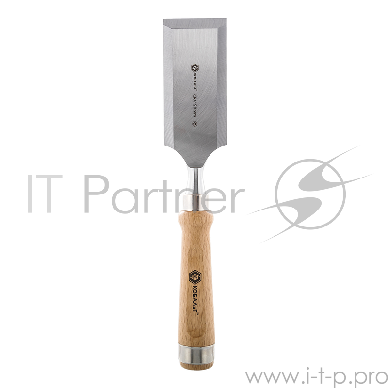 Стамеска плоская КОБАЛЬТ 245-855 50 х 140 мм. CR-V. деревянная рукоятка (1 шт.) подвес
