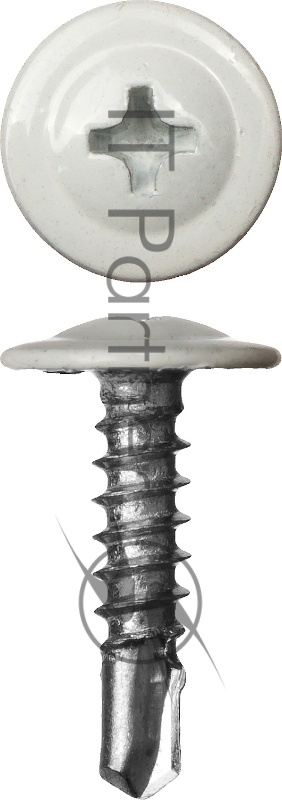 Зубр Саморезы с прессшайбой и сверлом по листовому металлу до 2мм, окрашенные в RAL-9003, PH2, 4,2x19мм, 450шт 300211-42-019-9003