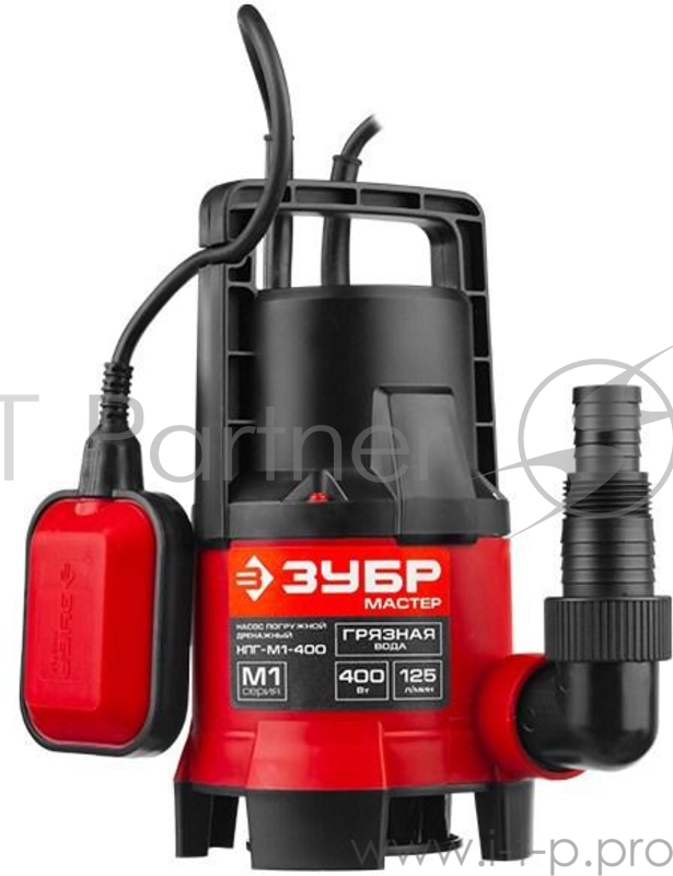 Насос ЗУБР НПГ-М1-400 мастер м1 погружной дренажный для грязной воды d частиц до 35мм 400Вт 125л/м