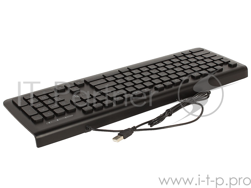 Проводная слим-клавиатура Jet.A SlimLine K20 LED с классической раскладкой и зелёной светодиодной подсветкой, 105 клавиш, USB, чёрная