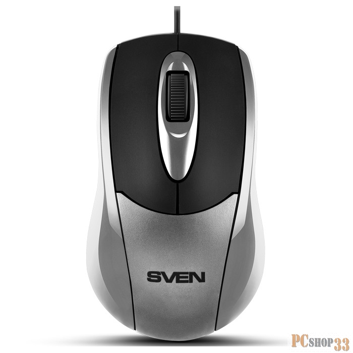 Мышь SVEN RX-110 USB серебристая (2+1кл. 1000DPI, цвет. картон, каб. 1,5м)