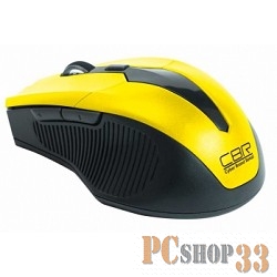 Мышь CBR CM-547 Yellow, оптика, 2,4Ггц, 2400dpi, эргон, 2 доп.кл., программируемые кнопки, USB