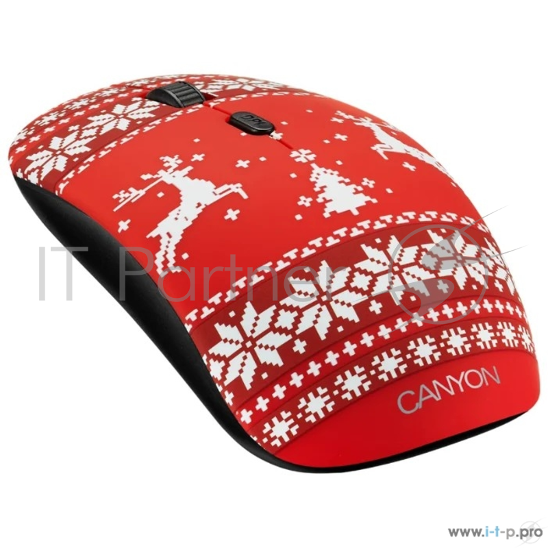 Беспроводная мышь CANYON CND-CMSW401JR {wireless Optical Mouse with 4 buttons, DPI 800/1200/1600, 1 additional cover(Jersey Red), black, 103*58*32mm, 0.087kg, 2.4GHz}