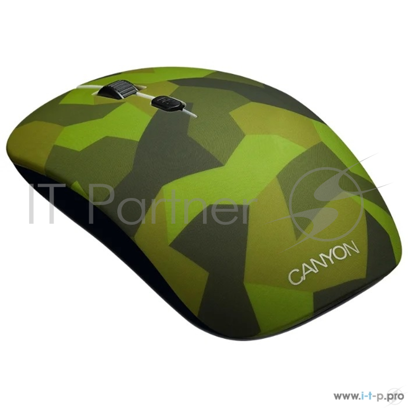 Беспроводная мышь CANYON CND-CMSW400M {wireless Optical Mouse with 4 buttons, DPI 800/1200/1600, 1 additional cover(Military), black, 103*58*32mm, 0.087kg, 2.4GHz}