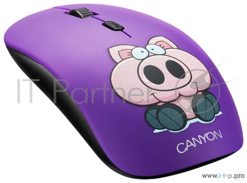 Беспроводная мышь CANYON CND-CMSW401PB {wireless Optical Mouse with 4 buttons, DPI 800/1200/1600, 1 additional cover(Pig Boxer), black, 103*58*32mm, 0.087kg, 2.4GHz}