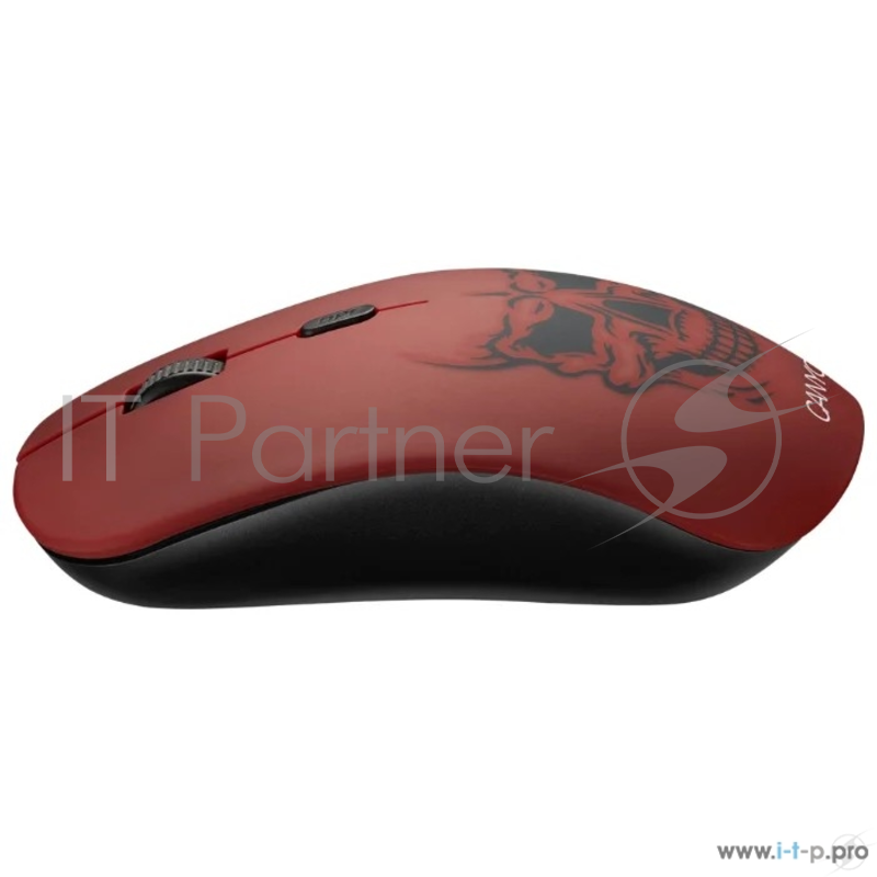 Беспроводная мышь CANYON CND-CMSW401RS {wireless Optical Mouse with 4 buttons, DPI 800/1200/1600, 1 additional cover(Red skull), black, 103*58*32mm, 0.087kg, 2.4GHz}