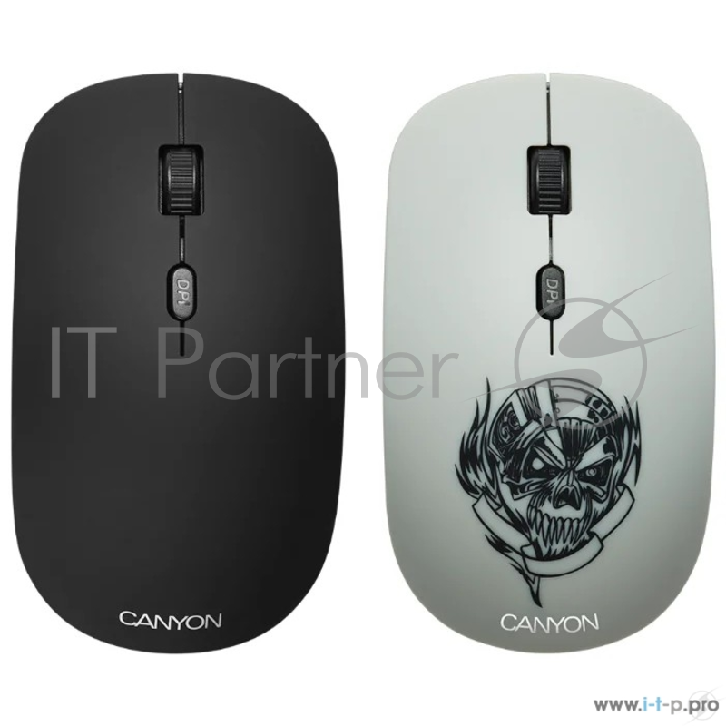 Беспроводная мышь CANYON CND-CMSW401MC {wireless Optical Mouse with 4 buttons, DPI 800/1200/1600, 1 additional cover(Metallica), black, 103*58*32mm, 0.087kg, 2.4GHz}