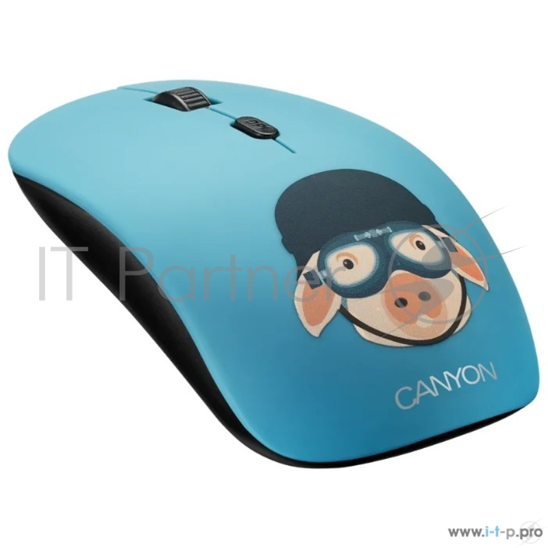 Беспроводная мышь CANYON CND-CMSW401MP {wireless Optical Mouse with 4 buttons, DPI 800/1200/1600, 1 additional cover(Military Pig), black, 103*58*32mm, 0.087kg, 2.4GHz}