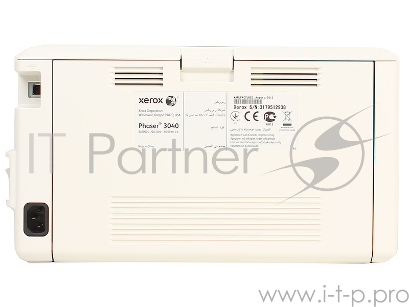 Принтер Xerox Phaser 3040 (3040V_B), светодиодный A4, 24 стр/мин, до 30K стр/мес, 64MB, GDI, USB