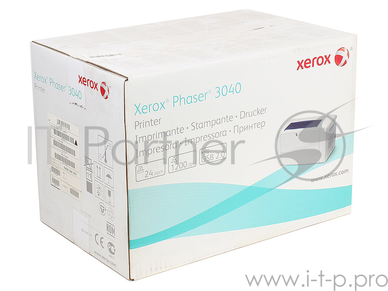 Принтер Xerox Phaser 3040 (3040V_B), светодиодный A4, 24 стр/мин, до 30K стр/мес, 64MB, GDI, USB