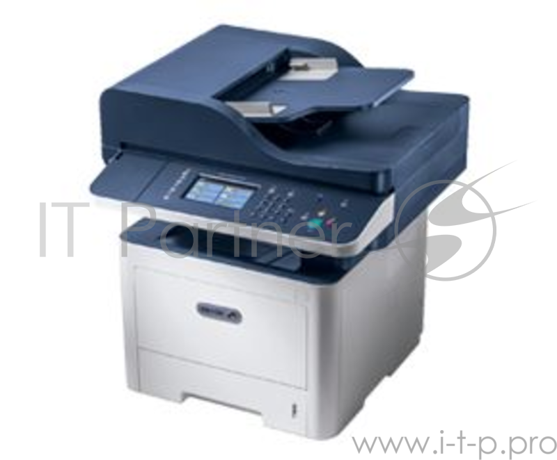 МФУ Xerox WorkCentre 3345DNI (WC3345DNI#), лазерный принтер/сканер/копир/факс A4, 42 стр/мин, до 80K стр/мес, 1.5Gb/USB, Ethernet, WiFi, Duplex) белый/синий (Channels)