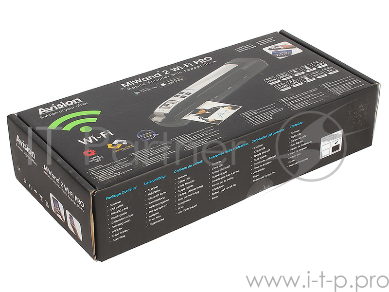 Сканер Avision MiWand 2 WiFi Pro Black, протяжный, A4, CIS, 1200x1200 dpi, USB 2.0