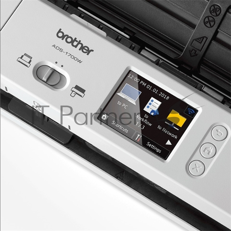Сканер Brother ADS1700W, A4, 25 стр/мин, 1200 dpi, цветной, дуплекс, сенсорный экран, WiFi, USB