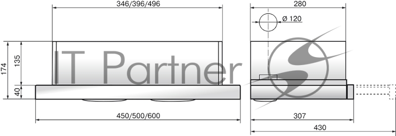 Вытяжка встраиваемая Elikor Интегра 60П-400-В2Л топленое молоко рейлинг бронза