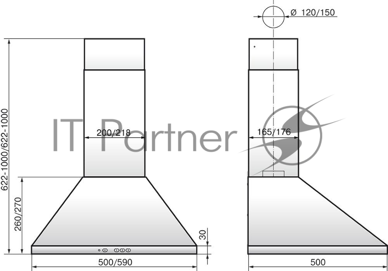 Вытяжка ELIKOR Аметист 50П-430-К3Д черный тонир