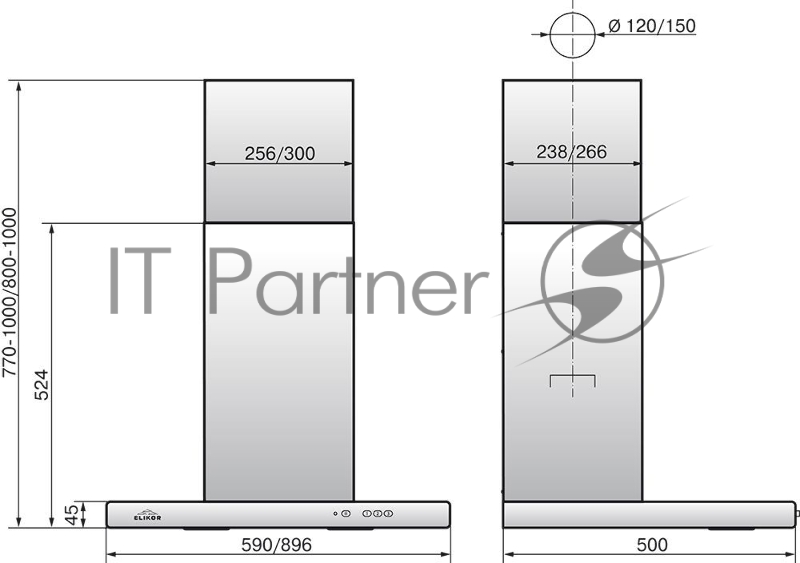 Вытяжка каминная Elikor Квадра 60П-430-К3Д белый управление: кнопочное (1 мотор)