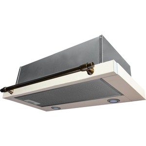 Встраиваемая вытяжка Korting KHP 6617 RB / ширина 60 см, 3 режима, механическое управление, 650 м3/ч., алюминиевые жировые фильтры, LED освещениe - 2 лампы, ур.шума 57дб, рейлинг в цвете бронза, цвет - слоновая кость