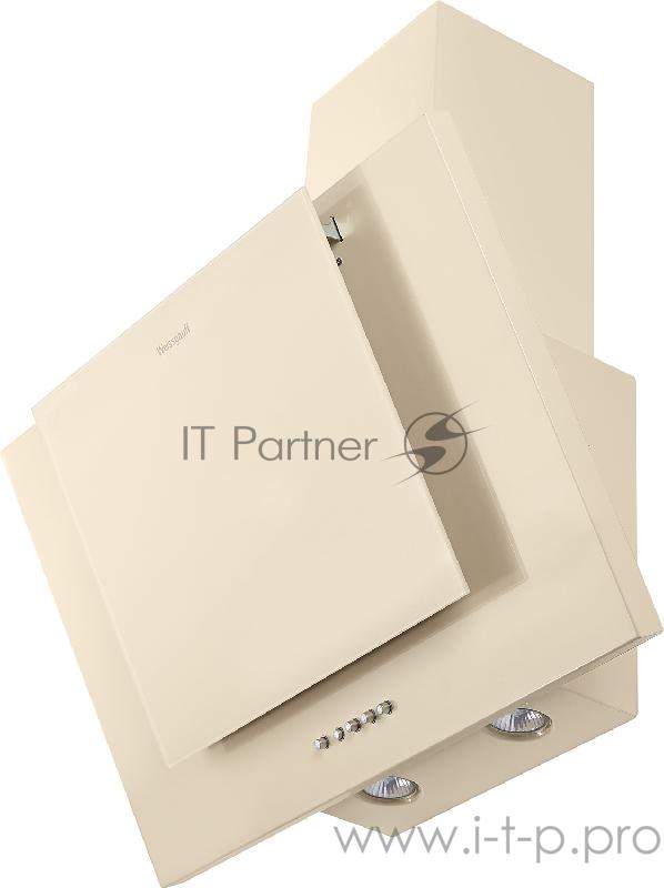 Вытяжка Weissgauff Наклонная, 50см, 900 м3, поверхность:металл/стекло, кнопочное управление, бежевая