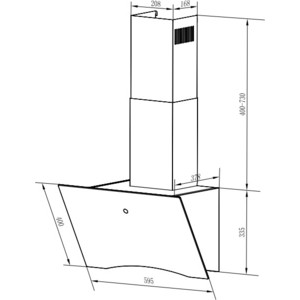 Вытяжка Weissgauff ASSY 60TCBL черный , наклонная, 60см, 1000 м3, периметральное всасывание, поверхность:закаленное стекло, сенсорное управление