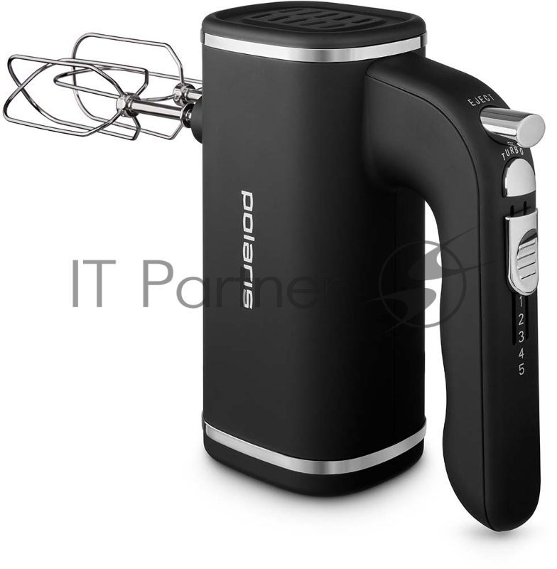 Миксер POLARIS PHM 5014 черный Ручной, мощность 500 Вт. Число скоростей 5. Доп. режимы турбо. Кол-во насадок 2. Венчик для взбивания, крюки для теста. Материал корпуса пластик.Кнопка отсоединения насадок. Длина сетевого шнура 1 м. Вес 0.8 кг.