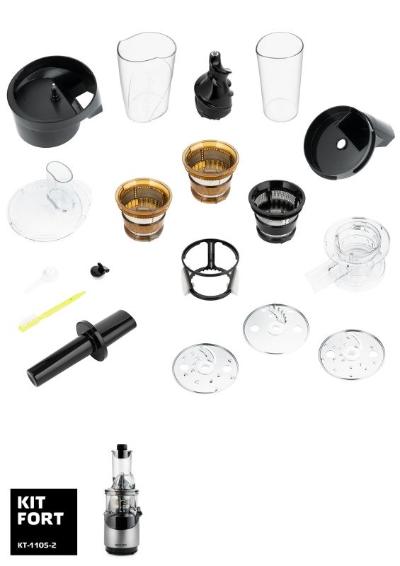 Соковыжималка шнековая Kitfort КТ-1105-2 260Вт серебристый/черный