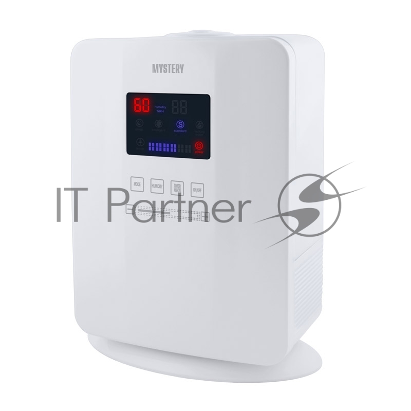 Увлажнитель воздуха Mystery MAH-2608 (Ультразвуковой. Сенсорнное управление. Экономичное энергопотребление: 25 Вт. Съемный водяной бак емкостью 5 литров. Рекомендуемая площадь увлажнения: до 30 кв. метров. Максимальная интенсивность увлажнения: 300 м
