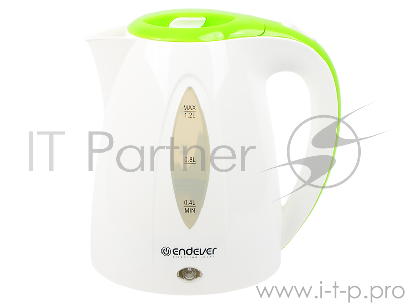 Чайник электрический Endever Skyline KR-361, белый-зеленый, мощность 2100 Вт, емкость 1,2 л, пластиковый корпус, скрытый нагр.элем .