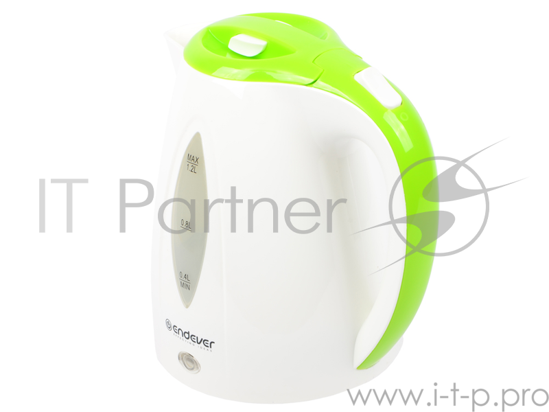 Чайник электрический Endever Skyline KR-361, белый-зеленый, мощность 2100 Вт, емкость 1,2 л, пластиковый корпус, скрытый нагр.элем .