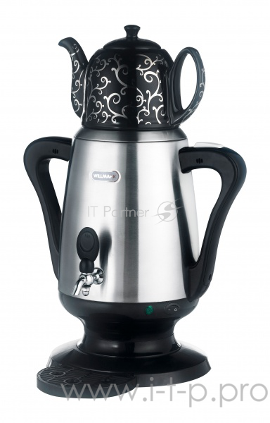 Самовар электрический WILLMARK WES-40SB (нерж.сталь, черный, 4л, заварочный чайник, 2200Вт)