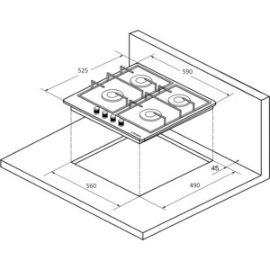 Газовая варочная поверхность Kuppersberg металл, ширина 60 см, 4 газовые конфорки,комфорка повышенной мощности,автоподжиг, газ-контроль, чугунные решетки, цвет бежевый/ручки цвета бронзы